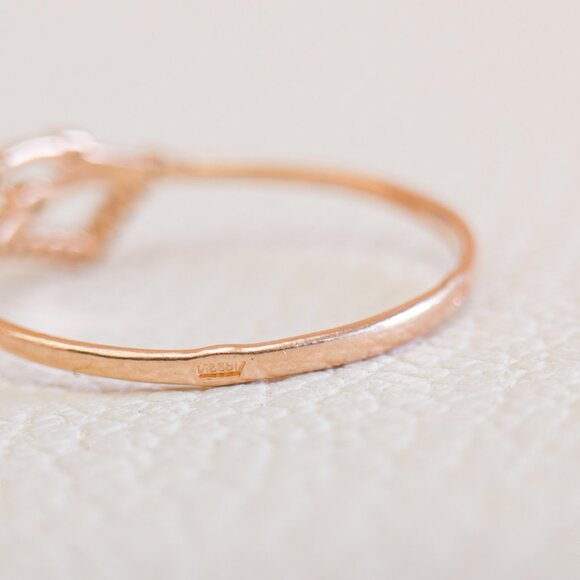 Russian 14k Rose Gold Diamond Chip Geometric Stacking Ring · Sz 9 - Picture 10 of 12